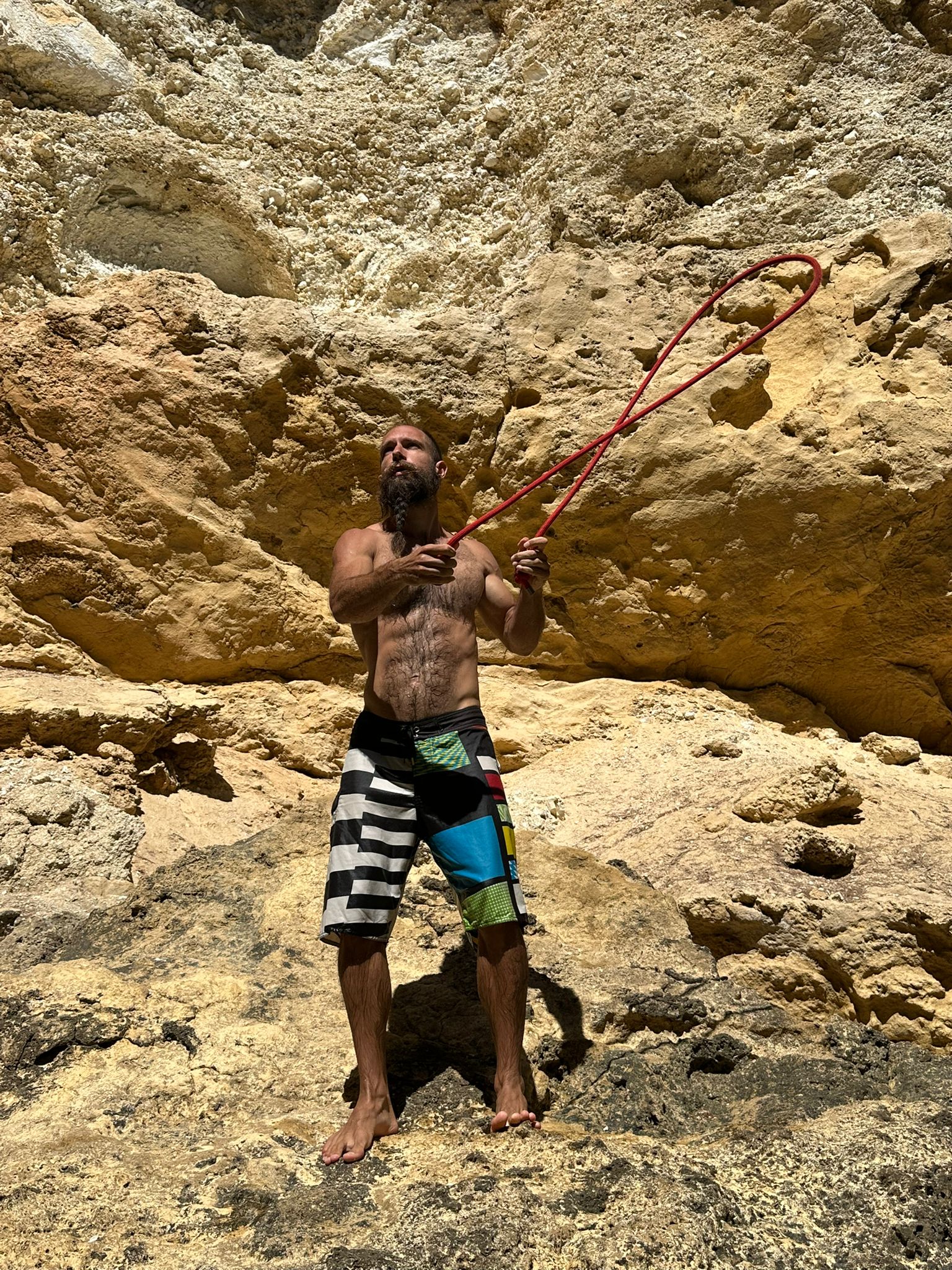 Simon pratiquant le ropeflow